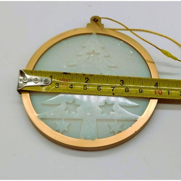 Christmas Ornaments Large Round with an Embedded Christmas Tree 4" NEW - Picture 2 of 2